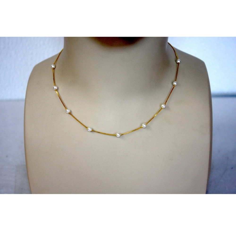 22k gold Elegant Gold and Pearl Necklace